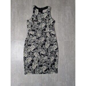 Bisou Bisou Womens Dress 16 Black White Paisley Print Racerback Sleeveless Tank